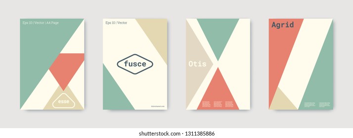 Shapes patterns. Green, pink, gold, white, bright colorful set graphic design covers. Triangle design template. Cool geometric shape compositions. Triangle business design. Futuristic shapes pattern.