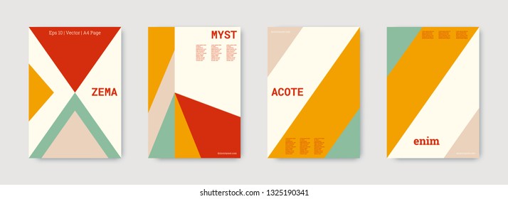 Shapes patterns. Green, pink, gold, white, bright colorful set graphic design covers. Triangle design template. Cool geometric shape compositions. Triangle business design. Futuristic shapes pattern.