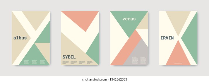 Shapes patterns. Pastel, pink, gold, white, bright colorful set graphic design covers. Triangle design template. Cool geometric shape compositions. Triangle business design. Futuristic shapes pattern.