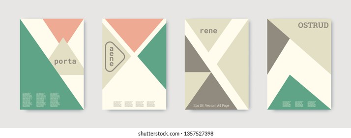 Shapes patterns. Pastel, pink, green, bright colorful set graphic design covers. Triangle design template. Cool geometric shape compositions. Triangle business design. Futuristic shapes pattern.