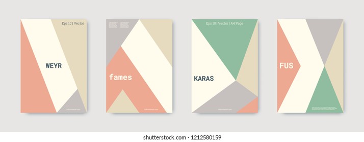 Shapes patterns. Pastel, pink, green,white, bright colorful set graphic design covers. Triangle design template. Cool geometric shape compositions. Triangle business design. Futuristic shapes pattern.