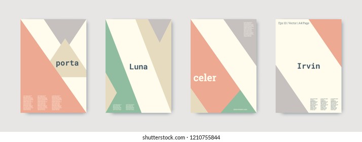 Shapes patterns. Pastel, pink, nude, white, bright colorful set graphic design covers. Triangle design template. Cool geometric shape compositions. Triangle business design. Futuristic shapes pattern.