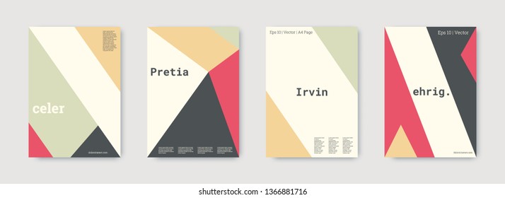 Shapes patterns. Pink, gold, white, bright colorful set graphic design covers. Triangle design template. Cool geometric shape compositions. Triangle business design. Futuristic shapes patterns.