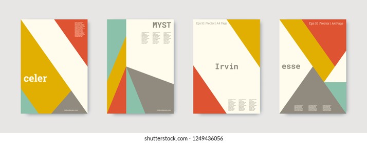 Shapes patterns. Red, gold, green, white, bright colorful set graphic design covers. 