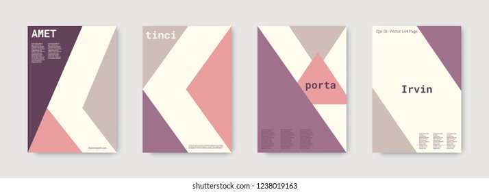 Shapes patterns. Violet, pink, white, bright colorful set graphic design covers. Triangle design template. Cool geometric shape compositions. Triangle business design. Futuristic shapes pattern.