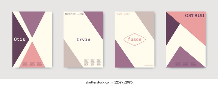 Shapes patterns. Violet, pink, white, bright colorful set graphic design covers. Triangle design template. Cool geometric shape compositions. Triangle business design. Futuristic shapes pattern.