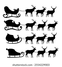 Shapes of Santa's-Sleigh reindeer-drawn on Christmas eve