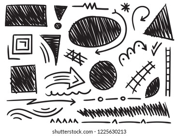 shapes set hand drawn, shapes group sketch vector