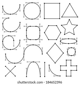 Shapes set icon line, contours of the figures, Poligon point, Vector illustration
