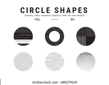 ?ircle shapes set. Universal simple decorative geometric forms for your projects. Minimal logo design