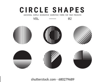 ?ircle shapes set. Universal simple decorative geometric forms for your projects. Minimal logo design