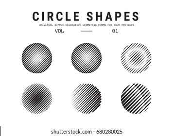 ?ircle shapes set. Universal simple decorative geometric forms for your projects. Minimal logo design