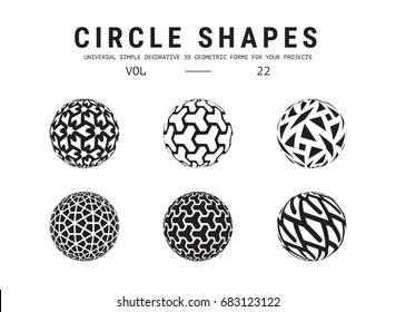 Ð¡ircle shapes set. Universal simple decorative geometric forms for your projects. Minimal logo design