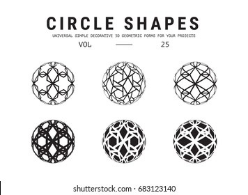 Ð¡ircle shapes set. Universal simple decorative geometric forms for your projects. Minimal logo design