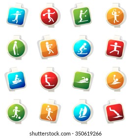 Shapes Sports stickers label icon set