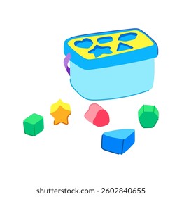 shapes stacking toy cartoon. toddler preschool, learning motor, skills fun shapes stacking toy sign. isolated symbol vector illustration