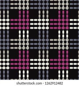 The shapes of stripes and dashes. Cage. Trendy seamless pattern designs. Vector geometric background. Can be used for wallpaper, textile, invitation card, wrapping, web page background.