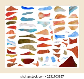 shapes textured paints  design elements set