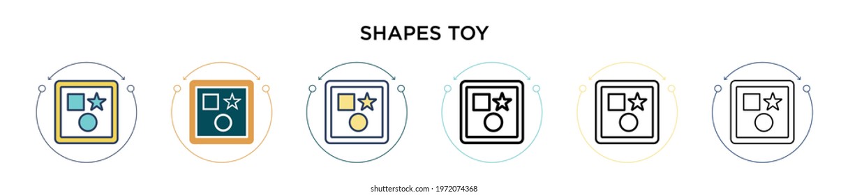 Shapes toy icon in filled, thin line, outline and stroke style. Vector illustration of two colored and black shapes toy vector icons designs can be used for mobile, ui, web