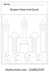 Shapes Traces and Count printable sheet 