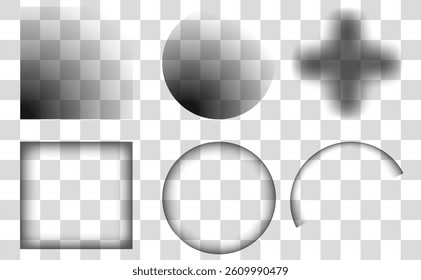 Shapes in various forms cast distinct shadows, revealing a creative interplay of light. This vector illustration highlights the beauty of shadows set against a transparent background