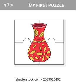 Shapes of vase - jigsaw pieces. Jigsaw puzzle game for kids. My first puzzle