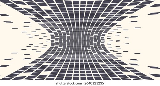 Shapes Vector Abstract Geometric Technology Oscillation Wave Isolated on Light Background. Halftone Hex Retro Simple Pattern. Minimal 80s Style Dynamic Tech Wallpaper
