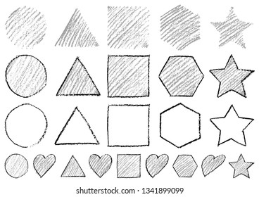 Shapes written with crayons