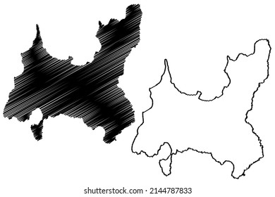 Shapinsay island (United Kingdom of Great Britain and Northern Ireland, Scotland, Orkney) map vector illustration, scribble sketch Isle of Shapinsay map