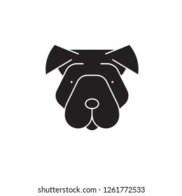 Shar pei black vector concept icon. Shar pei flat illustration, sign