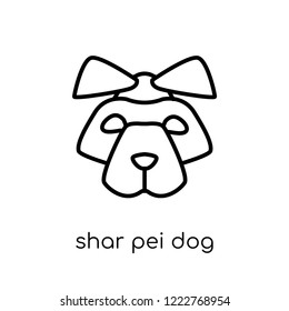 Shar Pei dog icon. Trendy modern flat linear vector Shar Pei dog icon on white background from thin line dogs collection, editable outline stroke vector illustration