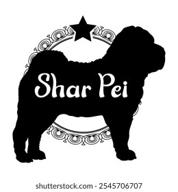 Compartir Pei perro silueta, perro, razas de perro, Vector, silueta, diseño de logotipo, animal, ilustración, icono, signo, negro, mascota