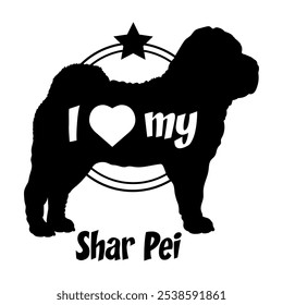  Compartir Pei perro silueta, me encanta mi perro, perro, razas de perro, logotipo, Vector, silueta, animal, ilustración, icono, signo, negro, mascota,