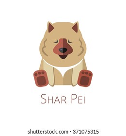 Shar Pei. Funny cartoon character vector dog