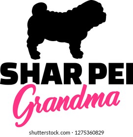 Shar Pei Grandma silhouette in black