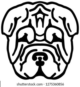 Shar Pei head in black