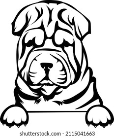 Shar Pei Peeking Dog Vector Image Silhouette Cricut Shar Pei Dog Head