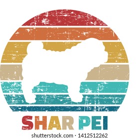 Shar Pei silhouette vintage and retro