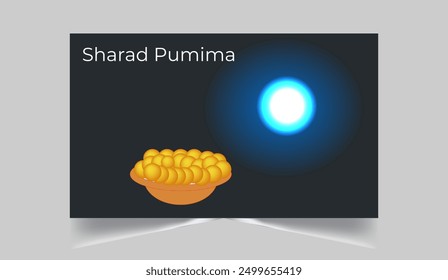 Sharad Punima background with couple dancing dandiya with moon light and Hindu temple landscape