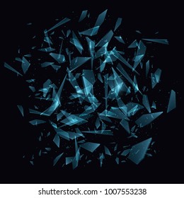 Shards of broken glass. Abstract explosion. Vector illustration