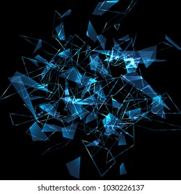 Shards of broken glass. Abstract explosion. Vector illustration