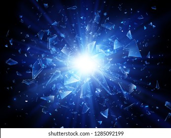 Shards of broken glass. Abstract explosion. Vector background svg