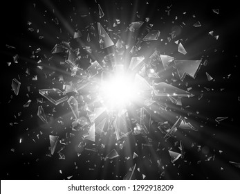 Shards of broken glass. Abstract explosion. Vector illustration