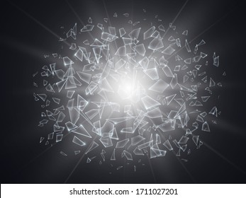 Shards of broken glass. Abstract explosion. Vector illustration