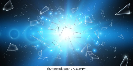 Shards of broken glass. Abstract explosion. Vector illustration