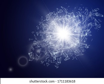 Shards of broken glass. Abstract explosion. Vector illustration