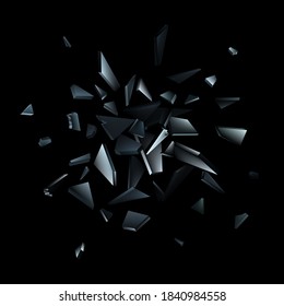 Shards of broken glass. Abstract explosion. Vector background