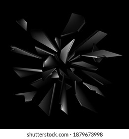 Shards of broken glass. Abstract explosion. Vector background