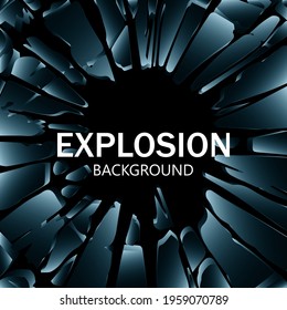 Shards of broken glass. Abstract explosion. Vector background