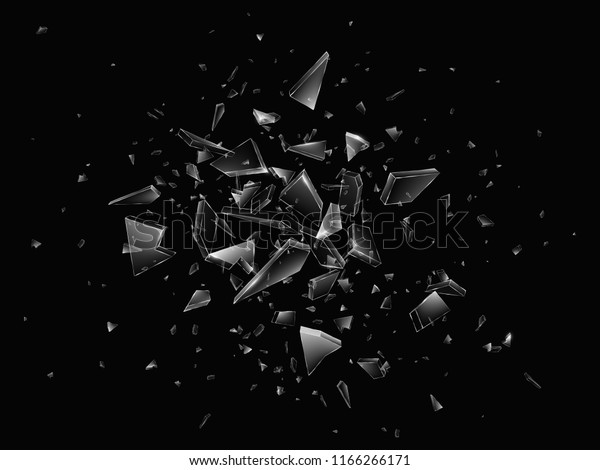 Shards of broken glass. Abstract explosion.\
Realistic vector\
background